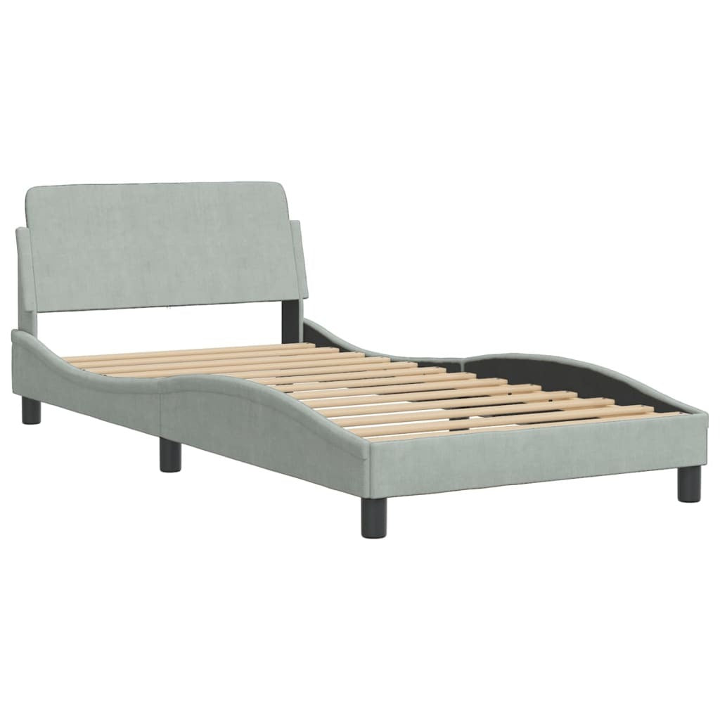 Bed Frame "Dover" Light Gray 39.4"x74.8" Velvet