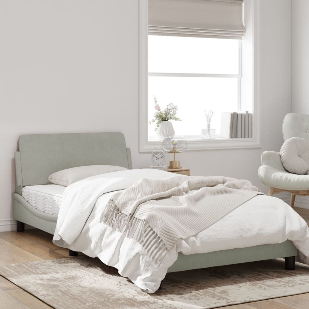 Bed Frame "Dover" Light Gray 39.4"x74.8" Velvet