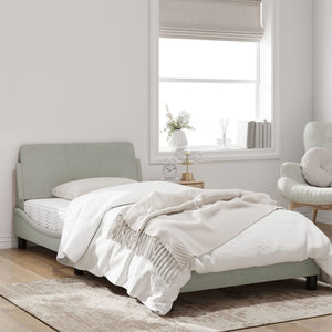Bed Frame "Dover" Light Gray 39.4"x74.8" Velvet