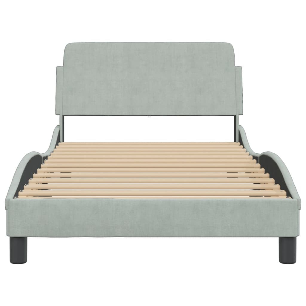 Bed Frame "Dover" Light Gray 39.4"x74.8" Velvet