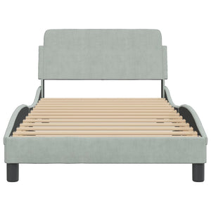 Bed Frame "Dover" Light Gray 39.4"x74.8" Velvet