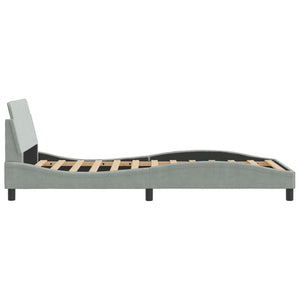 Bed Frame "Dover" Light Gray 39.4"x74.8" Velvet