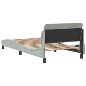 Bed Frame "Dover" Light Gray 39.4"x74.8" Velvet