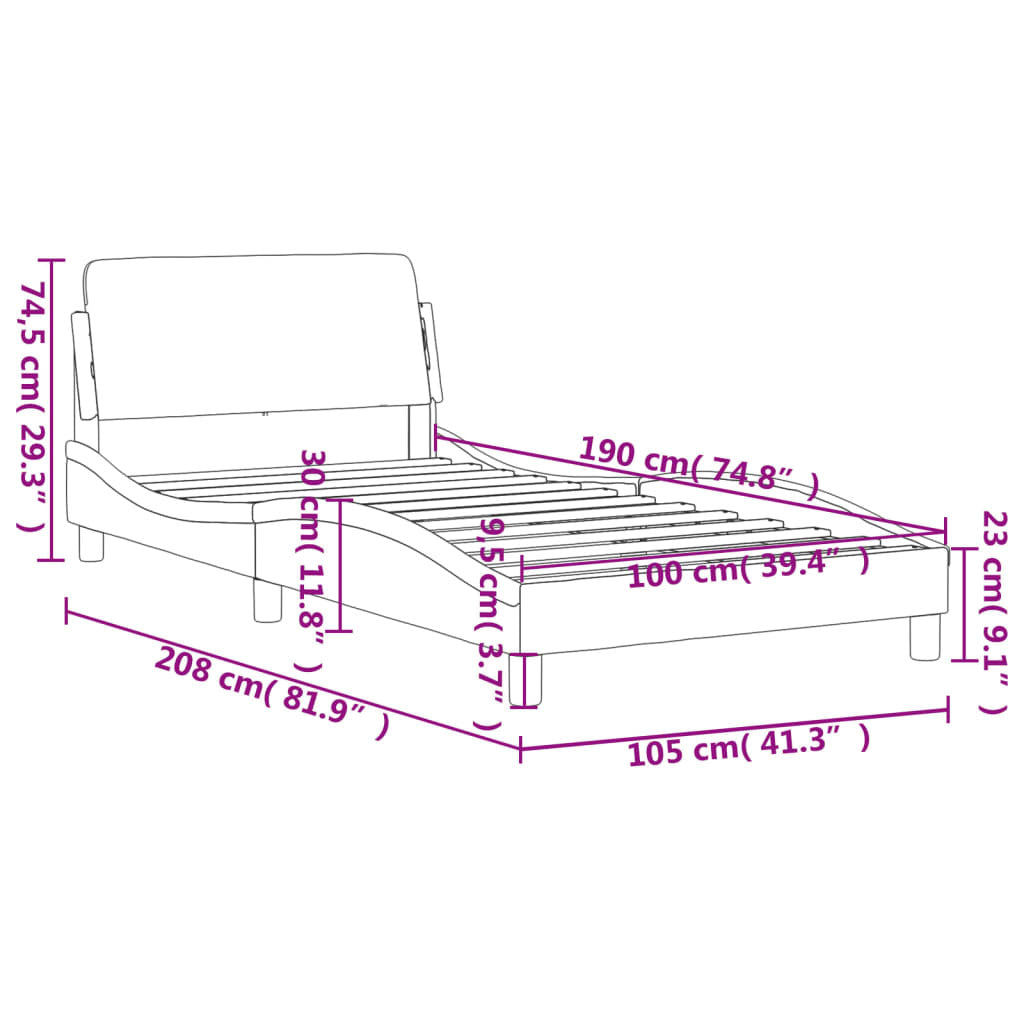 Bed Frame "Dover" Light Gray 39.4"x74.8" Velvet
