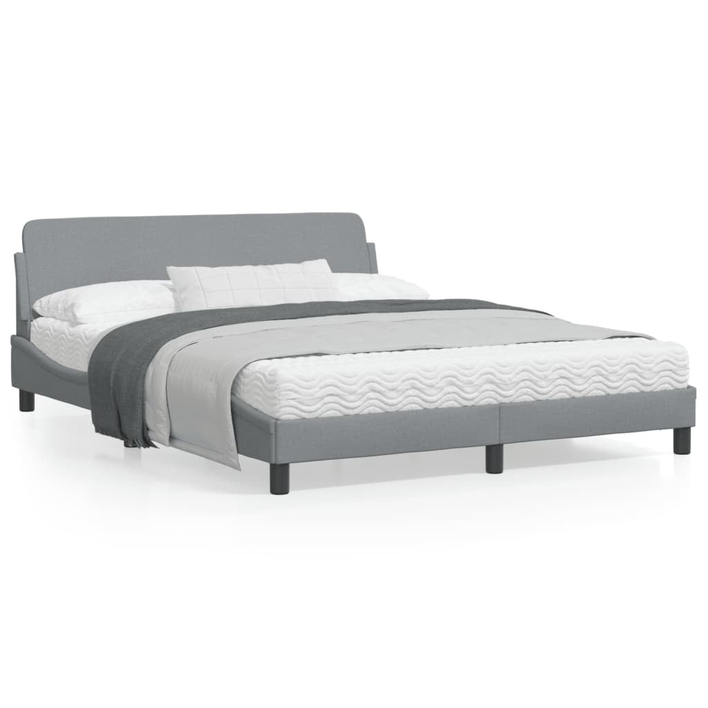 Bed Frame "Dover" Light Gray 59.8"x79.9" Fabric