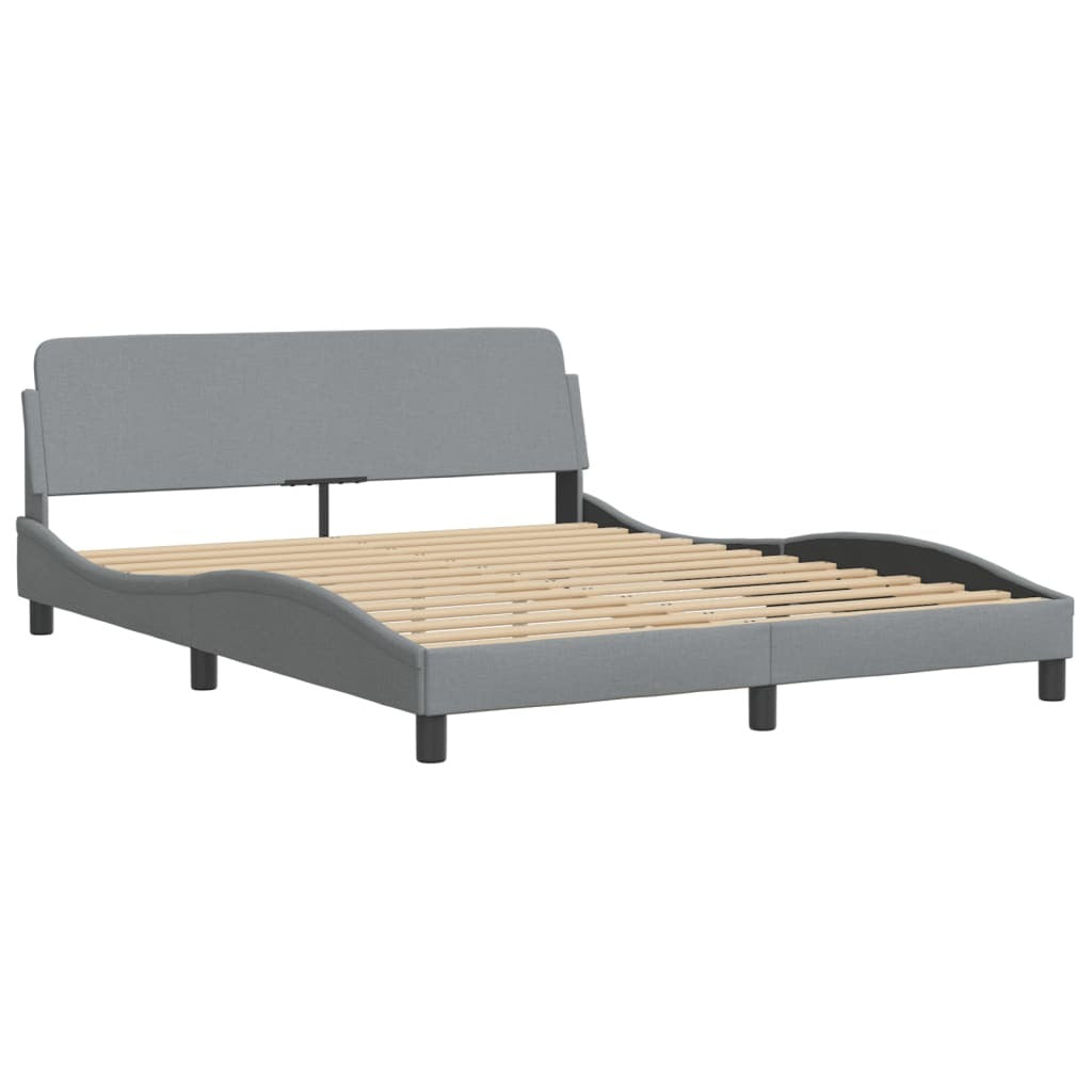 Bed Frame "Dover" Light Gray 59.8"x79.9" Fabric