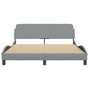 Bed Frame "Dover" Light Gray 59.8"x79.9" Fabric
