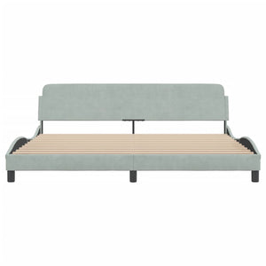 Bed Frame "Dover" Light Gray 76"x79.9" Velvet