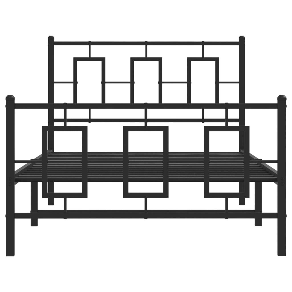 Metal Bed Frame without Mattress with Footboard Black 39.4"x78.7