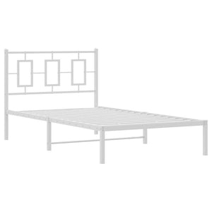 Metal Bed Frame without Mattress with Headboard White 39.4"x78.7