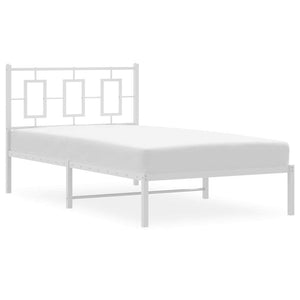 Metal Bed Frame without Mattress with Headboard White 39.4"x78.7