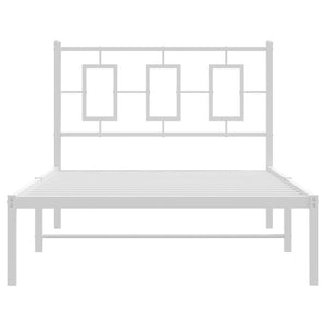 Metal Bed Frame without Mattress with Headboard White 39.4"x78.7