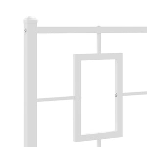 Metal Bed Frame without Mattress with Headboard White 39.4"x78.7