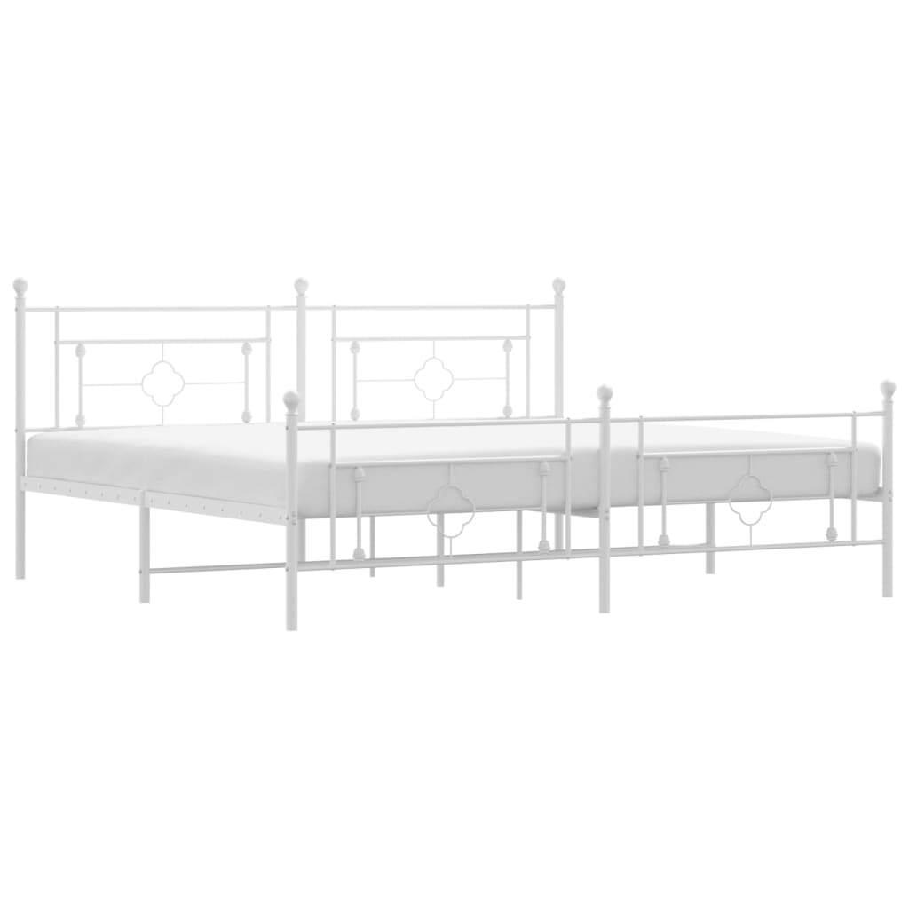 Metal Bed Frame without Mattress with Footboard White 76"x79.9