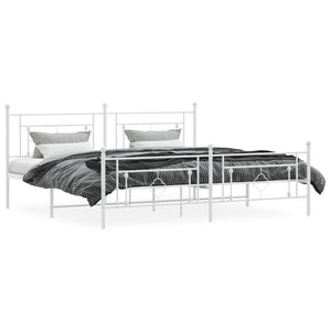 Metal Bed Frame without Mattress with Footboard White 76"x79.9