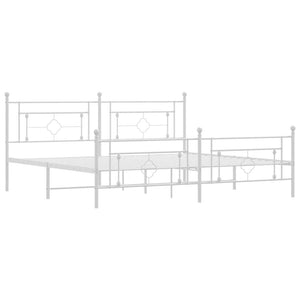 Metal Bed Frame without Mattress with Footboard White 76"x79.9