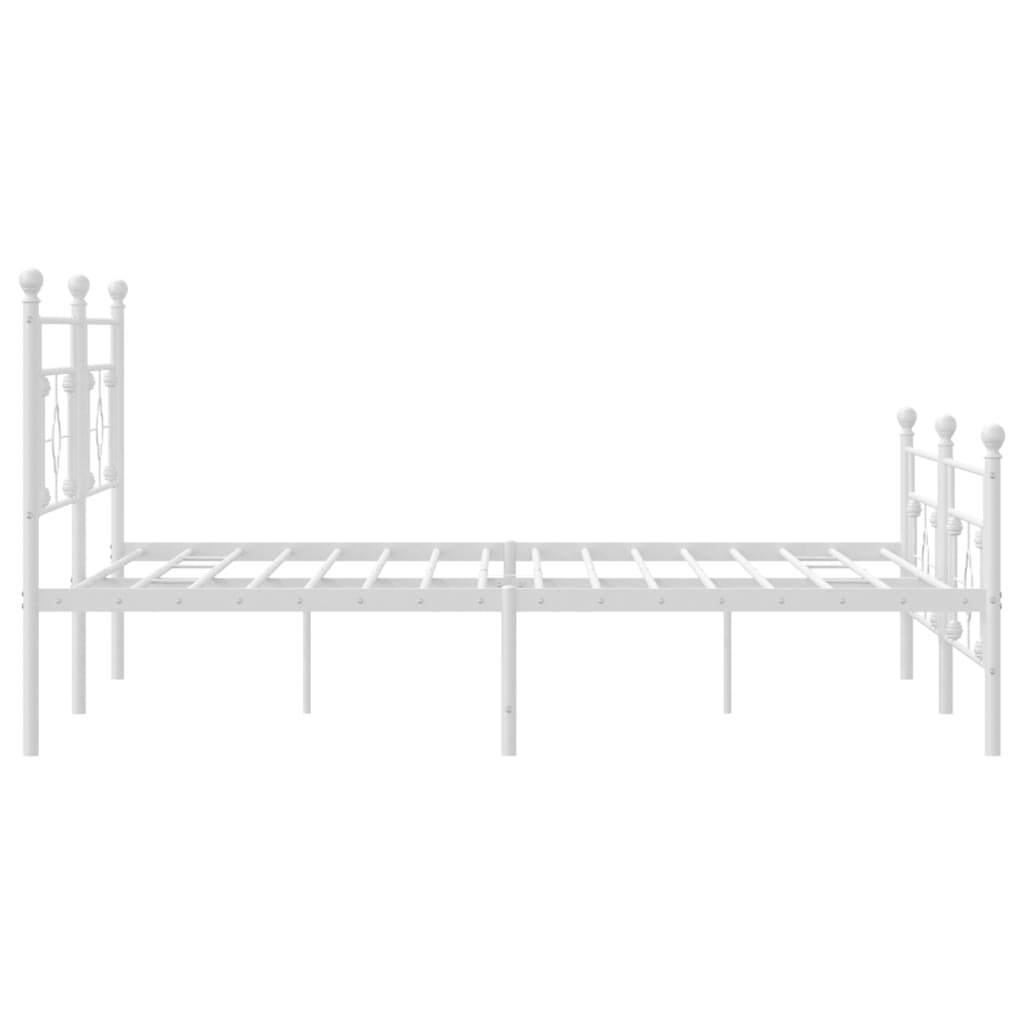 Metal Bed Frame without Mattress with Footboard White 76"x79.9