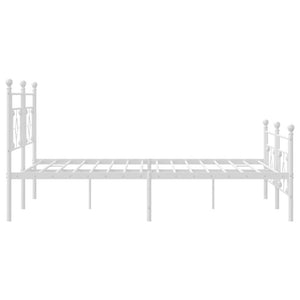 Metal Bed Frame without Mattress with Footboard White 76"x79.9