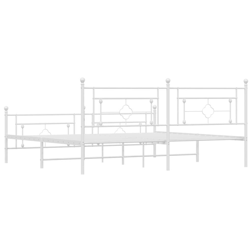 Metal Bed Frame without Mattress with Footboard White 76"x79.9
