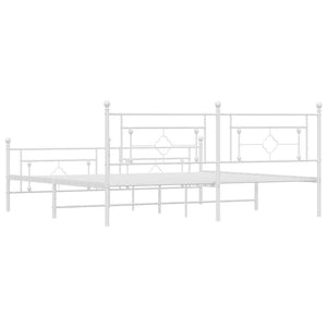 Metal Bed Frame without Mattress with Footboard White 76"x79.9