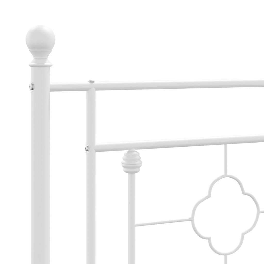 Metal Bed Frame without Mattress with Footboard White 76"x79.9