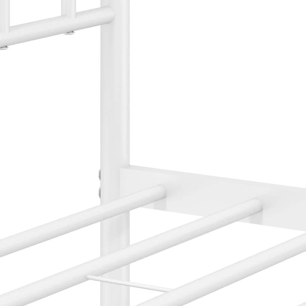 Metal Bed Frame without Mattress with Footboard White 76"x79.9