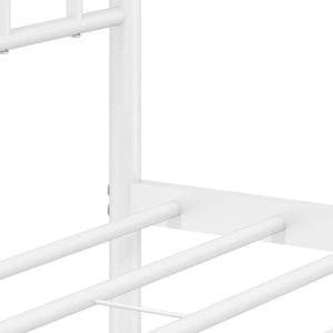 Metal Bed Frame without Mattress with Footboard White 76"x79.9