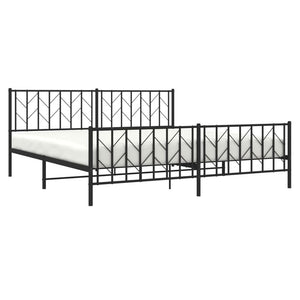 Metal Bed Frame without Mattress with Footboard Black 76"x79.9