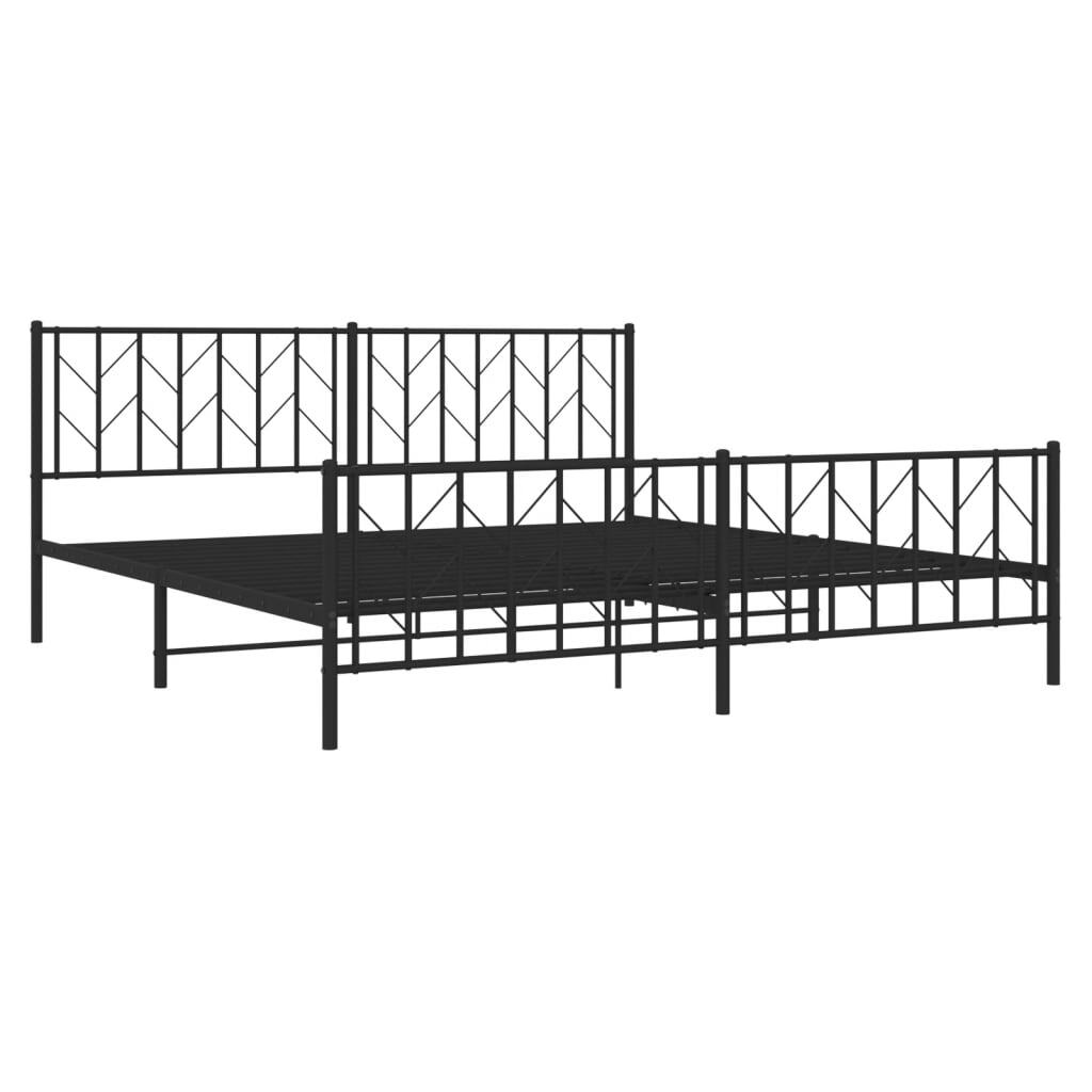 Metal Bed Frame without Mattress with Footboard Black 76"x79.9