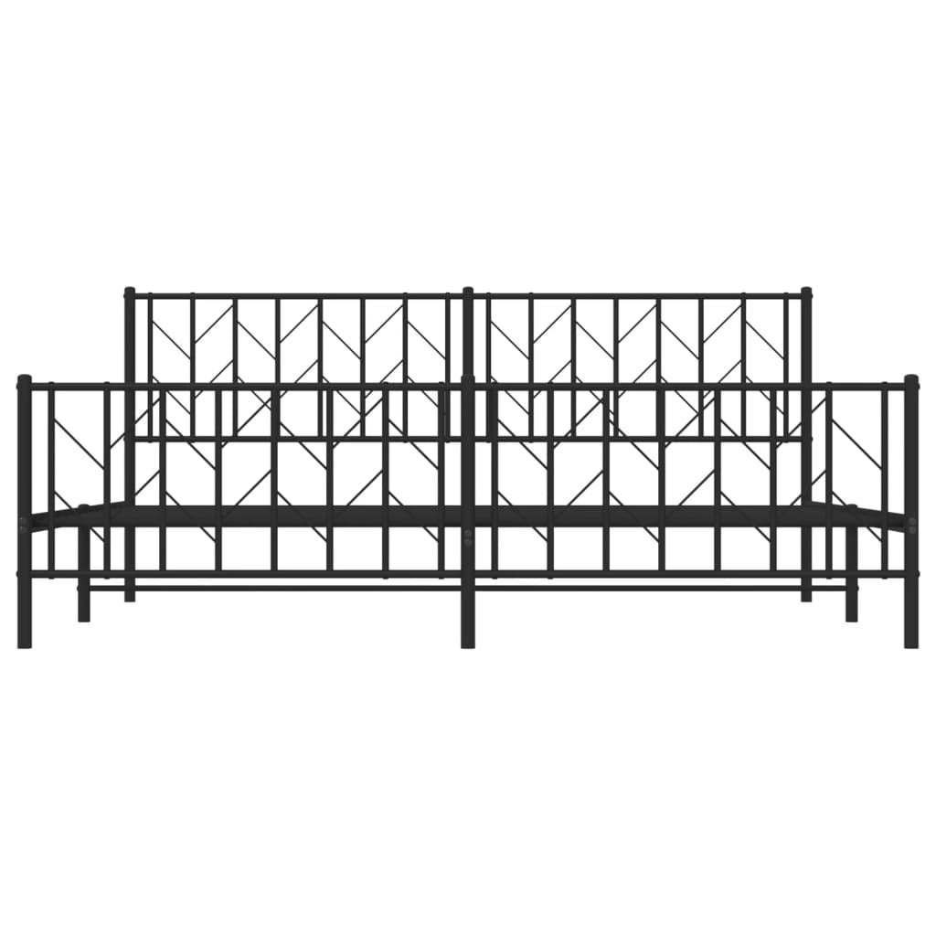 Metal Bed Frame without Mattress with Footboard Black 76"x79.9