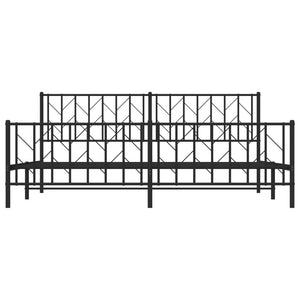Metal Bed Frame without Mattress with Footboard Black 76"x79.9