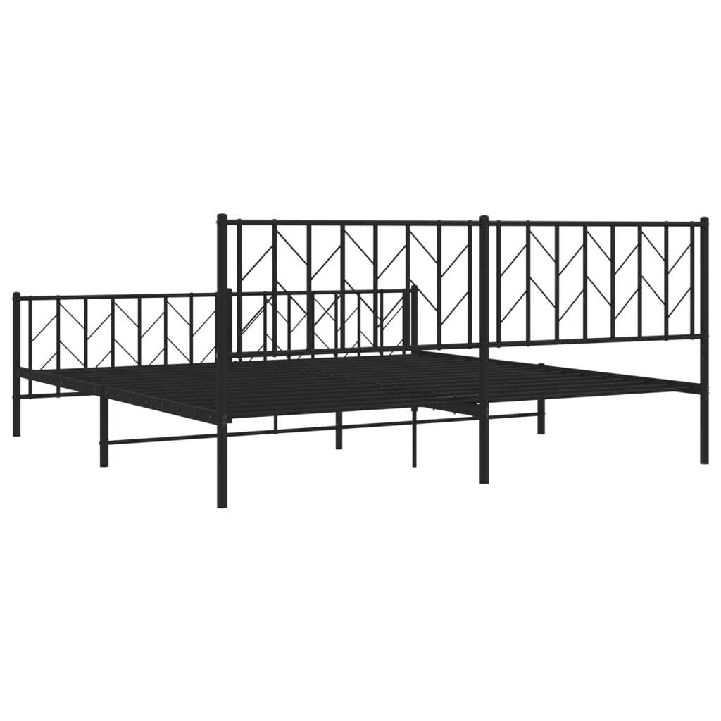 Metal Bed Frame without Mattress with Footboard Black 76"x79.9