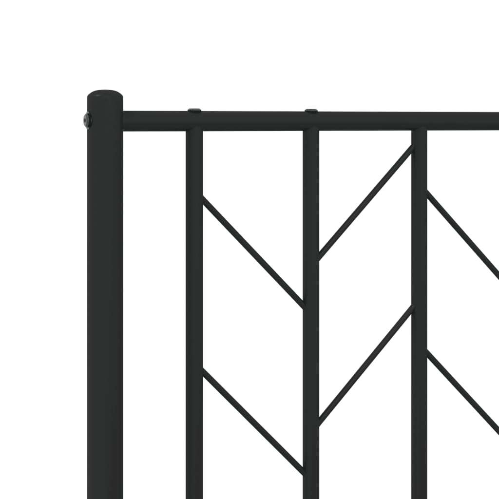 Metal Bed Frame without Mattress with Footboard Black 76"x79.9