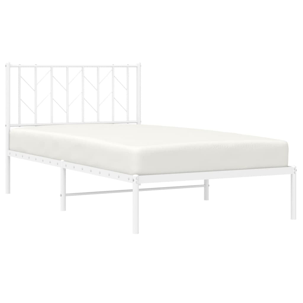 Metal Bed Frame without Mattress with Headboard White 39.4"x78.7