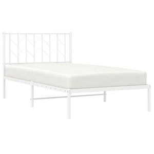 Metal Bed Frame without Mattress with Headboard White 39.4"x78.7