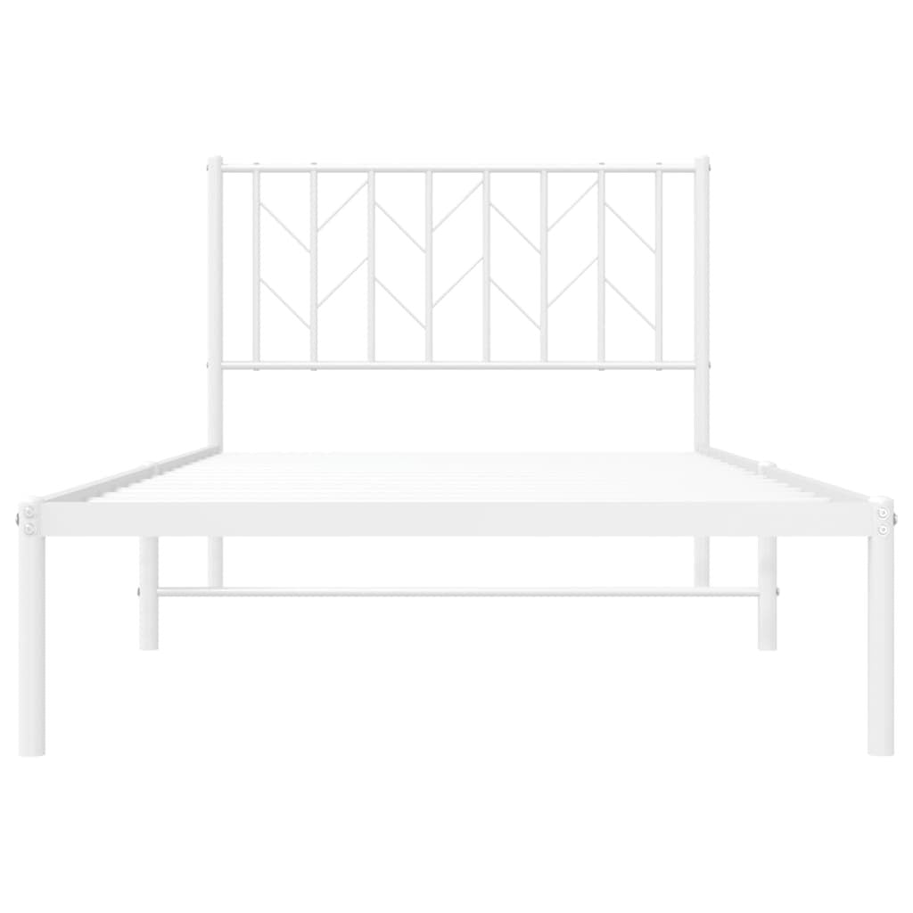 Metal Bed Frame without Mattress with Headboard White 39.4"x78.7