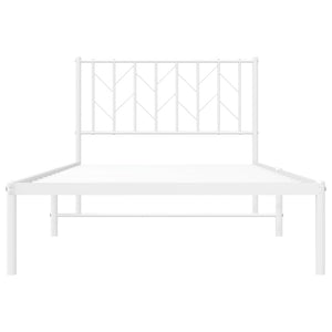 Metal Bed Frame without Mattress with Headboard White 39.4"x78.7