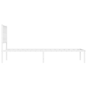 Metal Bed Frame without Mattress with Headboard White 39.4"x78.7