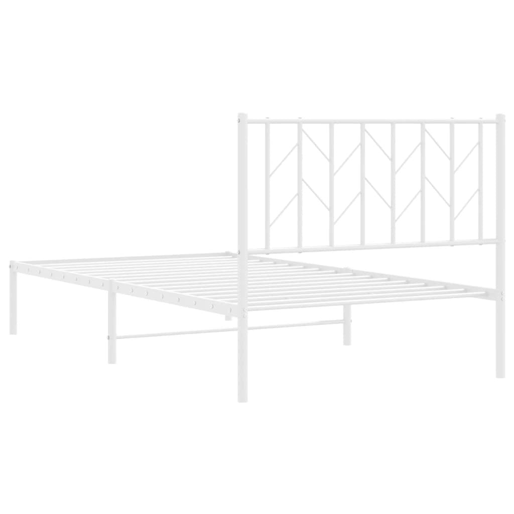 Metal Bed Frame without Mattress with Headboard White 39.4"x78.7