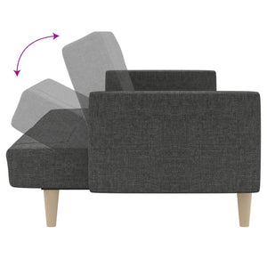2-Seater Sofa Bed Dark Gray Fabric