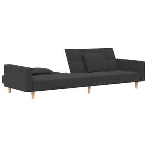 2-Seater Sofa Bed with Two Pillows Dark Gray Fabric