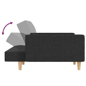 2-Seater Sofa Bed with Two Pillows Dark Gray Fabric
