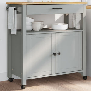 Kitchen Trolley MONZA 33.1"x15.7"x34.8" Solid Wood Pine