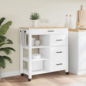 Kitchen Trolley MONZA 33.1"x15.7"x34.8" Solid Wood Pine