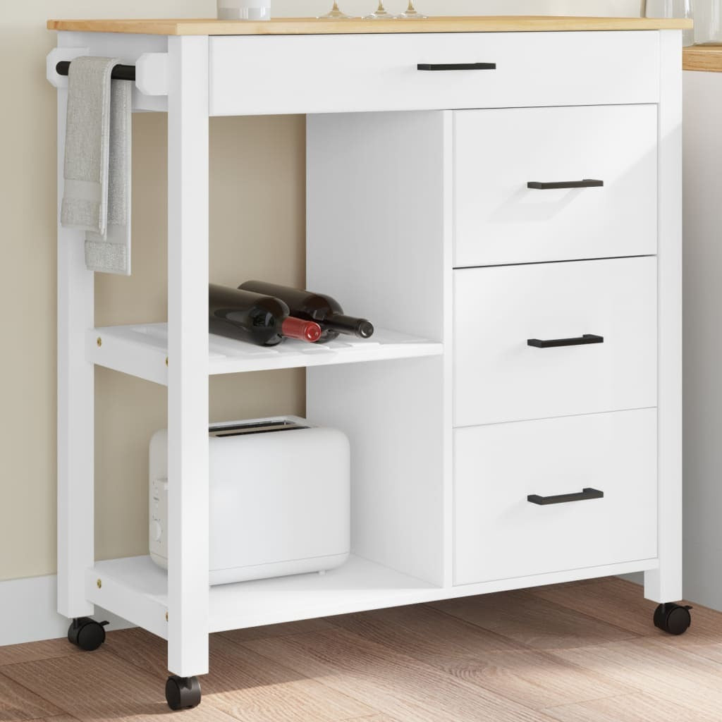 Kitchen Trolley MONZA 33.1"x15.7"x34.8" Solid Wood Pine