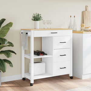 Kitchen Trolley MONZA 33.1"x15.7"x34.8" Solid Wood Pine