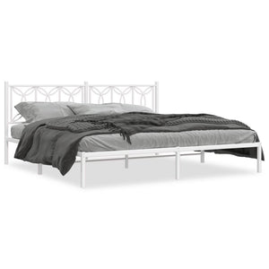 Metal Bed Frame without Mattress with Headboard White 76"x79.9