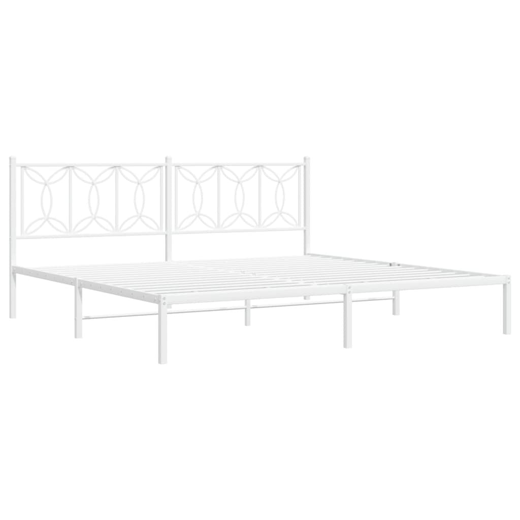 Metal Bed Frame without Mattress with Headboard White 76"x79.9