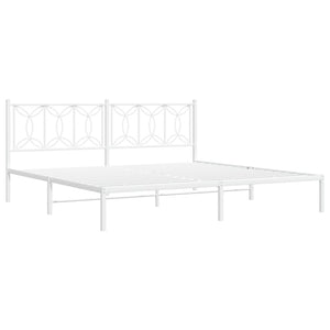 Metal Bed Frame without Mattress with Headboard White 76"x79.9