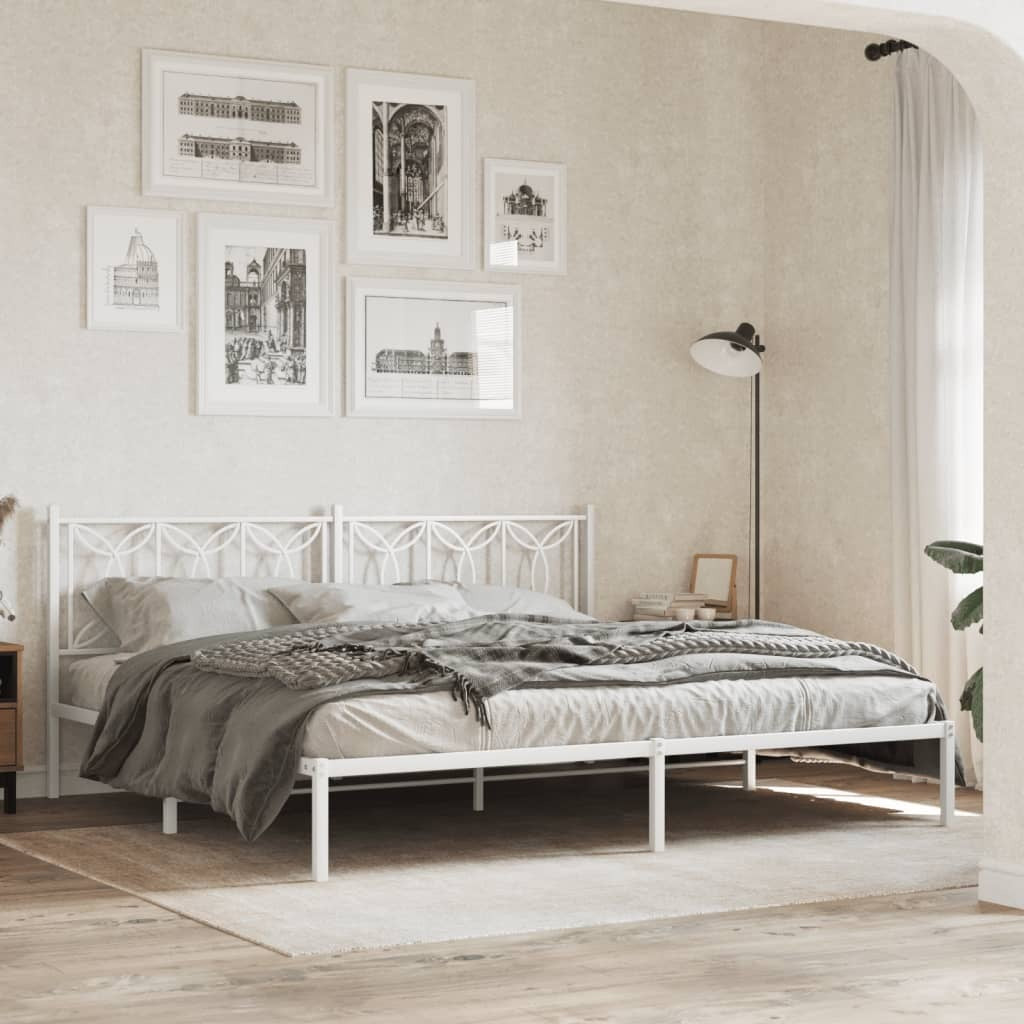 Metal Bed Frame without Mattress with Headboard White 76"x79.9